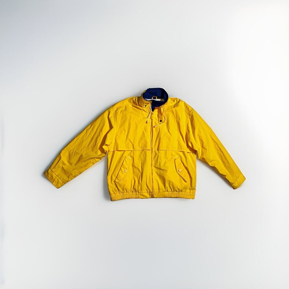 Arcadia Men’s Yellow Full Zip Jacket size L Stand-Up Collar Nautical theme
